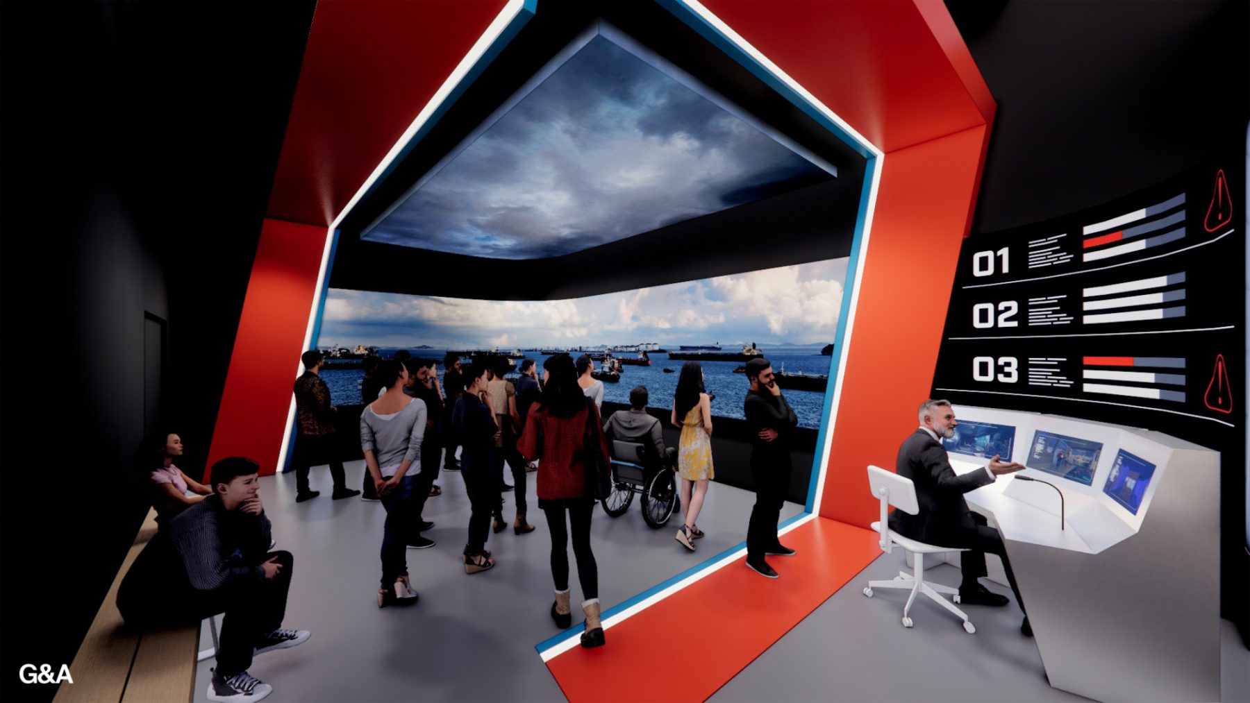 Briefing Room Render for the new National Coast Guard Museum