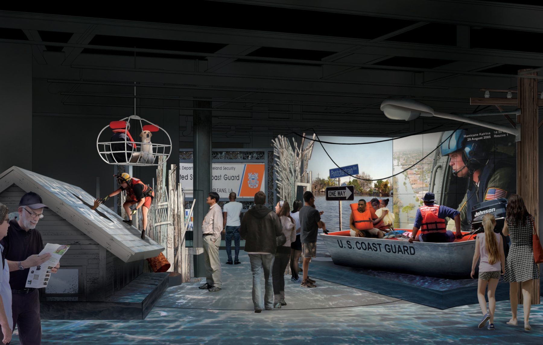 Galleries and exhibits for Lifesavers Katrina Immersive at new National Coast Guard Museum