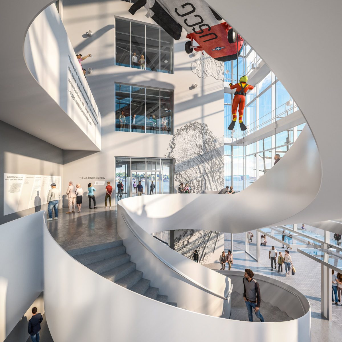 architectual renderings of the atrium for the National Coast Guard Museum