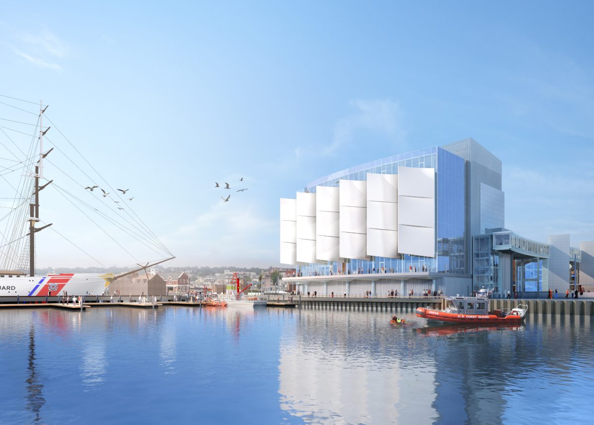 architectual renderings of the exterior for the National Coast Guard Museum