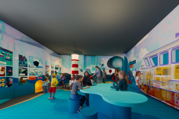 cropped Galleries and exhibits for Innovation Lab Render at new National Coast Guard Museum