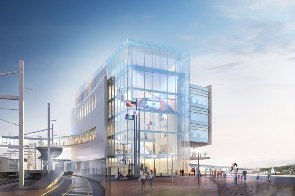 cropped architectural renderings of the exterior for the National Coast Guard Museum